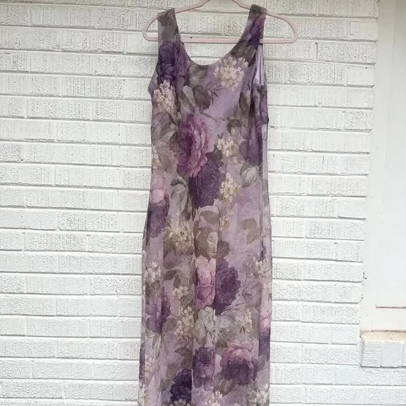 K Studio Vintage 90's Fairy Grunge Purple Floral Sheer Dress - Picture 2 of 5